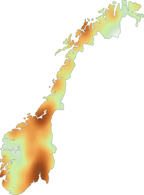 Kart over registrerte observasjoner av ekte morkler i Norge.